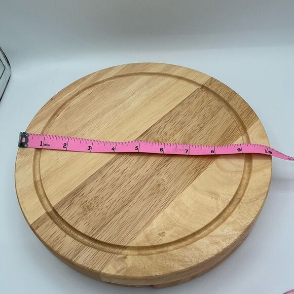 NEW Round Solid Oak Swivel Cheese Board & Knives by Legacy 5pc Set - Picture 3 of 6